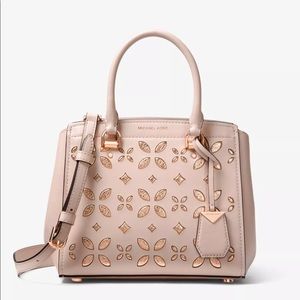Michael Kors Benning Floral Rose Leather Satchel